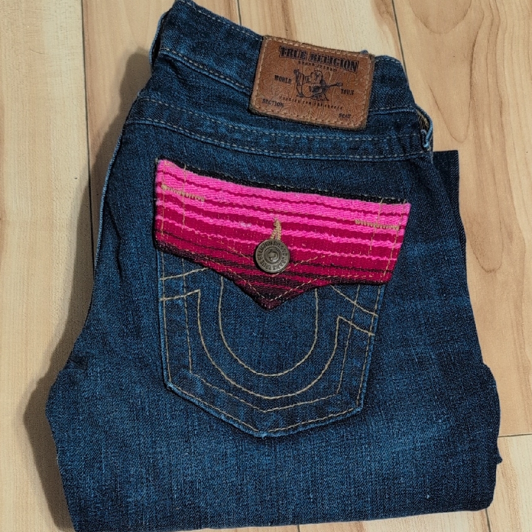 Vintage True Religion Women's Denim Jeans With Bright Details